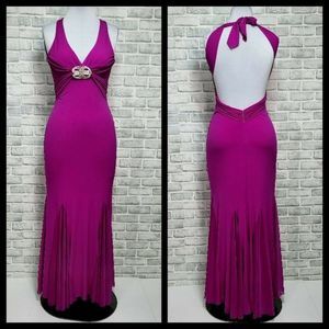 Mary L Couture 4‎ Elegant Evening Gown Open Back Formal Dress Rhinestone Detail